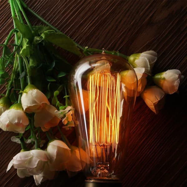 [RM]ST64 Vintage Light Bulbs with E27 Edison Screw Cap, Squirrel Cage Filament Lamp, 2700K Warm White Dimmable, 6-pack [Energy Class G] 40.0 Watt
