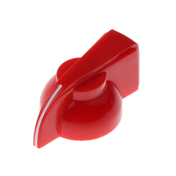 Potentiometerpedalknopp i plast, 6 mm diameter, gängad skruvlock i rött
