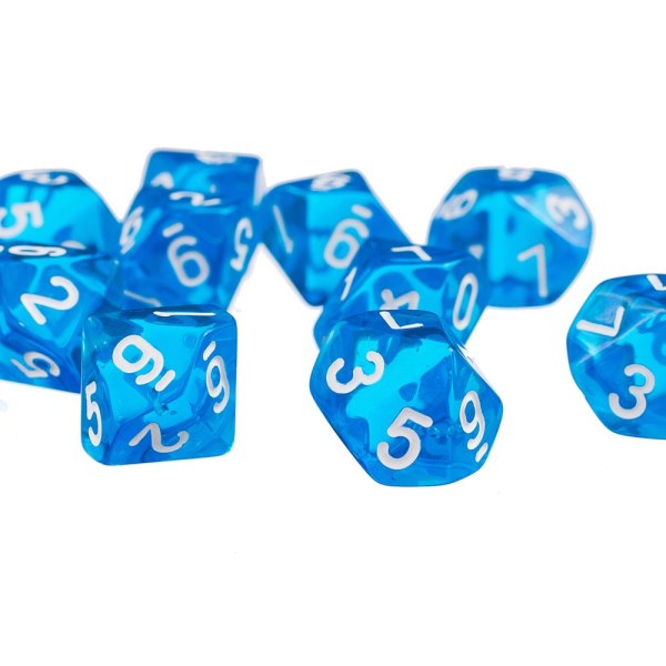 10 Stycken Blå Tio Tärningar D10 Sidor Med Tärningskopp För D&D Trpg Brädspel