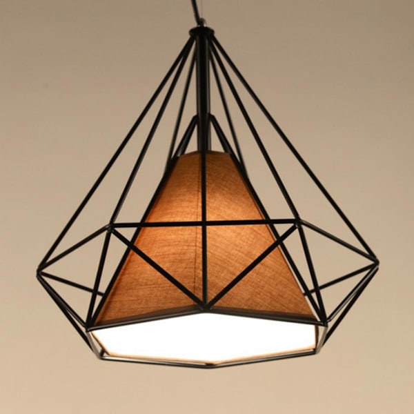 Geometrisk Diamant Taklampa Lampskärm Svart-Kaffe Färg Insida