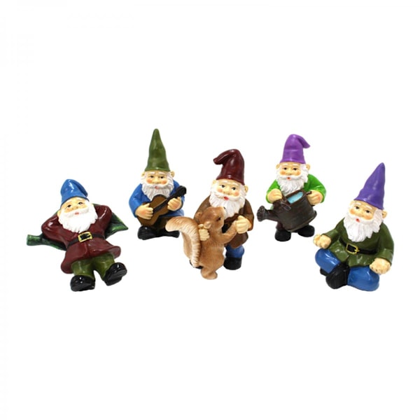 Set med 5 Mini Resin Trädgårdslandskaps Ornament Utomhusdekoration Fe Miniatyr