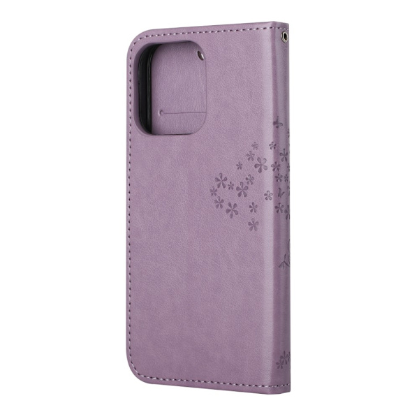 iPhone 13 - Owl Tree Læder Cover - Lilla 60