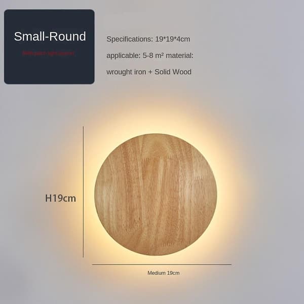 [RM]Wooden wall lamp for interior, modern minimalist creative style, round, small