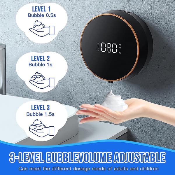Automatisk tvåldispenser 3 nivåer justerbar 300 ml väggmonterad tvåldispenser (svart)
