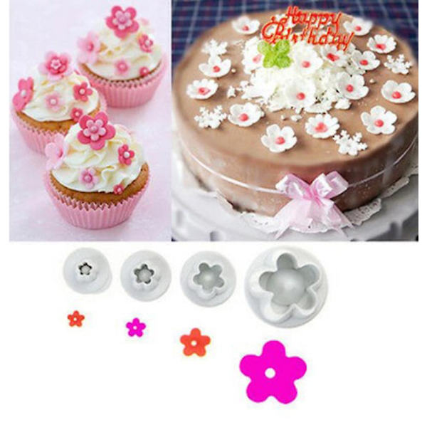 Fondant Kakformar Set DIY 4 Delar, Kakformar Blommor