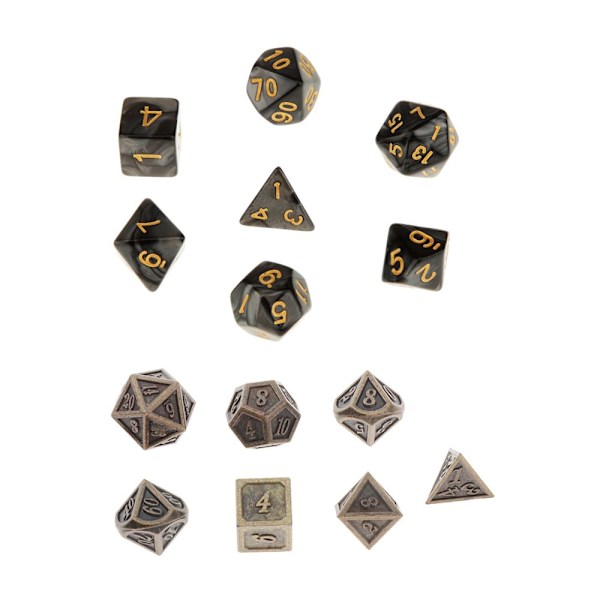 14x Polyedriska Tärningar 16mm För Dungeons And Dragons Dnd MTG Bordsspel Svart