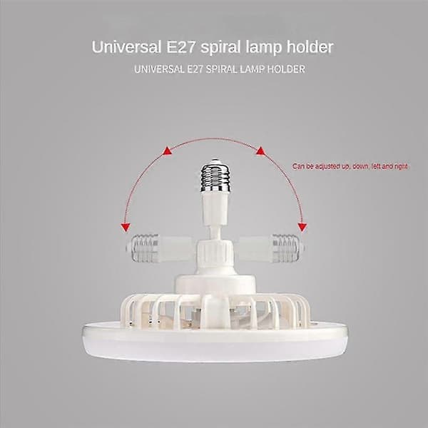Loftventilator med fjernbetjening og lys 30W LED-lampeventilator Smart lydløs loftventilator E27-konverteringsbase Hvid
