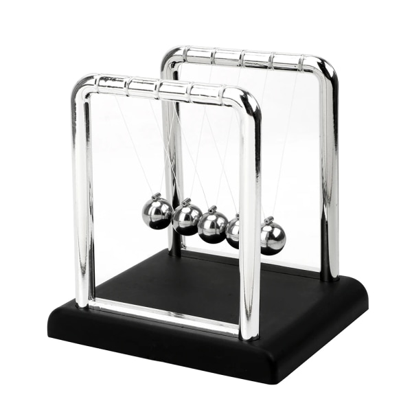 Fysik Vetenskap Pendel stål Balanskula Newtons vagga metallkula för skrivbordsbordsdekor Black base