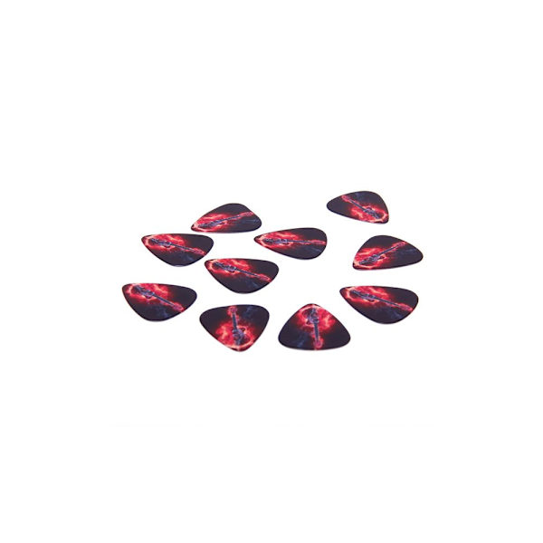 10 st Gitarrplektrum med Flammotiv 0,71 mm