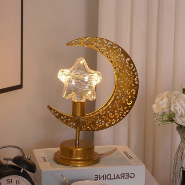 [RM]High-Quality Muslim Moon Lamp Ramadan Lanterns For Table Mini Iron Waist Wireless Romantic Decoration D
