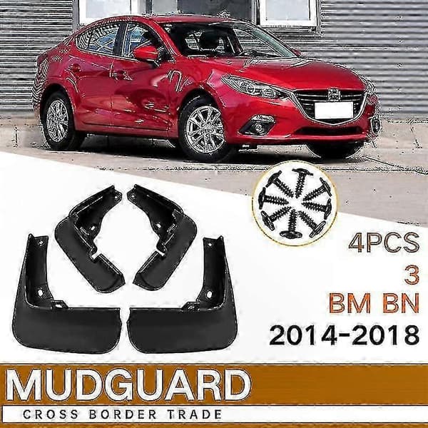 4 stykker stænklapper kompatible med Mazda 3 Axela Hatchback 2014-2018 BM BN modeller