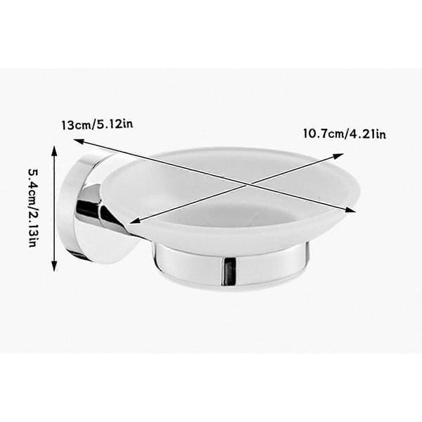 Badeværelse Badeværelse, Glasholder Toilet Sæbeskålsholder, 13*10.7*5.4cm, Sølv, Materiale Zinklegering + Glas