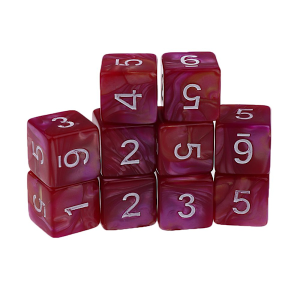 10 st 6-sidiga tärningar d6 polyedriska tärningar för bordsspel dungeons and dragons röd lila