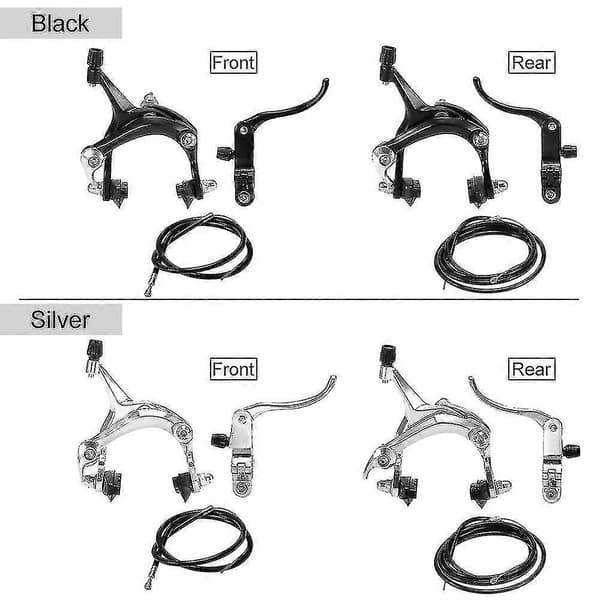 SRBTV-Forreste / Bageste Fixie Cykelbremsesæt Landevejscykel Cruiser Bremsesæt Cykel Caliper Bremsesæt Side Pull silver Front brake set