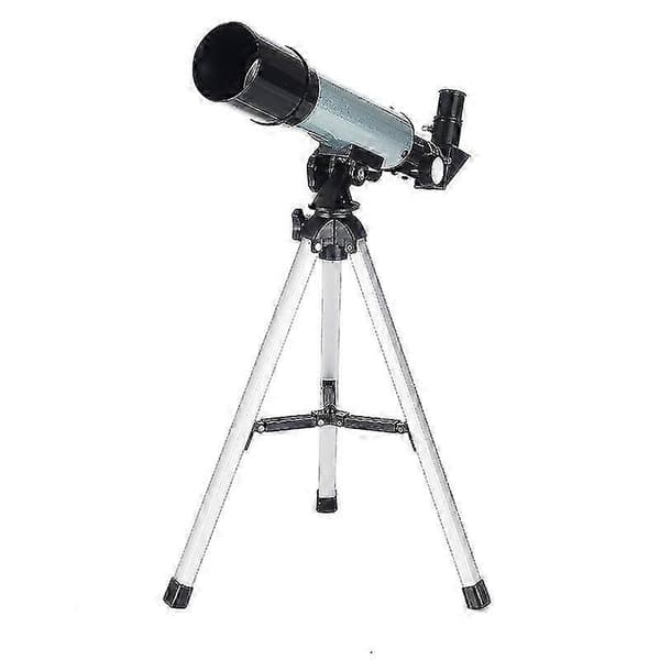 Bærbart refraktion astronomisk udsigtskikkert, 50 mm klar åbning 360 mm brændvidde, med stativ i aluminiumslegering, sølv