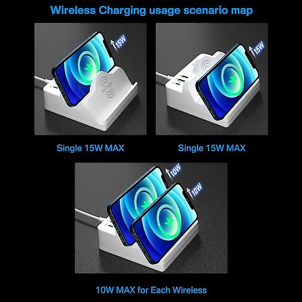 USB-laddare Laddstation Snabbladdning 3 Mutil USB C PD Snabbladdare White