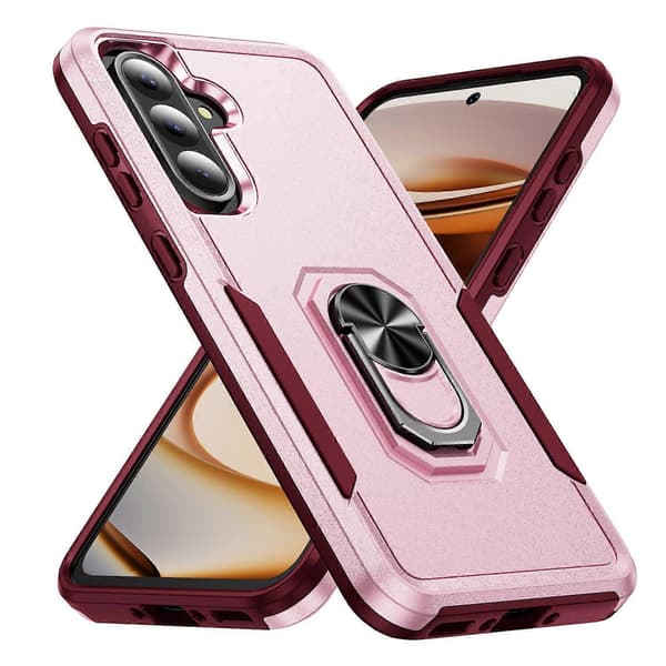 [RM] Til Samsung Galaxy A36 5G Cover Militær Grad Ring Støttefod PC+TPU Telefoncover Multicolor Pink+Rose