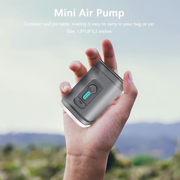 Mini luftpumpe bærbar elektrisk, Type-C genopladelig, hurtig oppustning og tømning, velegnet til pool flydende seng opbevaring grå Gray