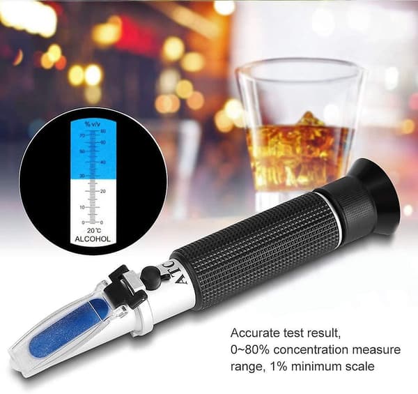 Profesjonelt håndholdt 0-80 % alkoholrefraktometer, ATC-måleinstrument for alkoholtesting