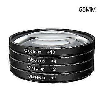 4st Makro Närbildsfilter Tillbehörssats +1,+2,+4,+10 med Linsfilterpåse 55mm