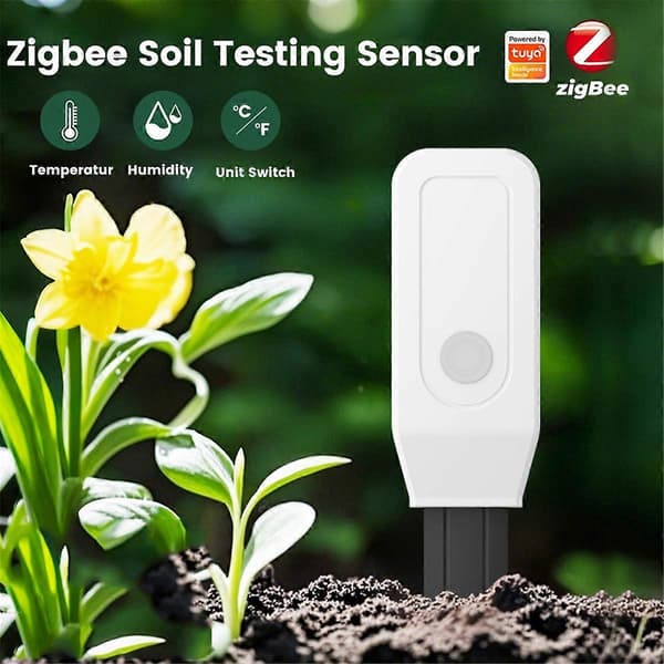 [RM]Tuya Zigbee Jordtestarsensor Jordfuktighetssensor Temperaturmätare Fuktighetssensor Trädgårdsfukt White