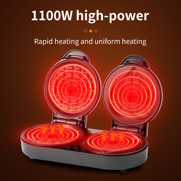 [RM]Mini Waffle Iron Flat Waffle Maker, Two Shapes, Compact Design, Non-Stick Surface, Easy to Clean, Heart-shaped, Round