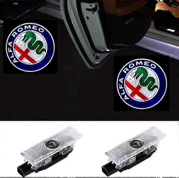 2-pak bildør Ghost Shadow-projektorlys, Puddle Welcome Emblem-lamper kompatible med Alfa Romeo Stelvio 2017-2018 & Giulia 2017-2018 modeller