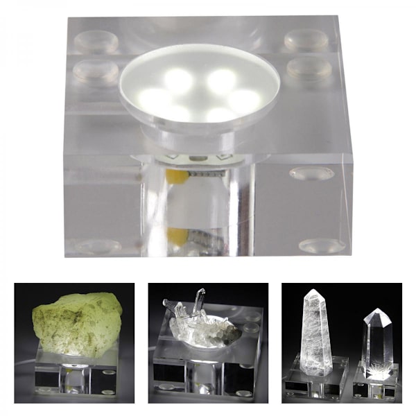 Glas Kristallkula LED Ljusbas USB-driven Display Sockel Dekor 8x8cm