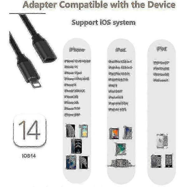 1m lightning forlængerkabel til iPhone iPad, iPhone forlængerkabel Apple MFi-certificeret hun til m [MI]