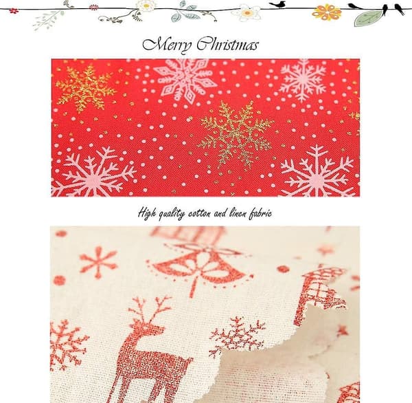 Julbordslöpare Duk Tryckt Duk Och Älg Snöflinga Mönster Rektangulär Julduk Julfamiljsmiddag Julbord