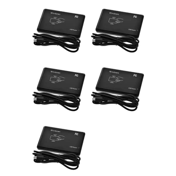 5X USB RFID-læser 125khz EM4100 ID Kontaktløs Følsom Smartkortlæser TK4100 Understøtter Windows System RFID-læser Black