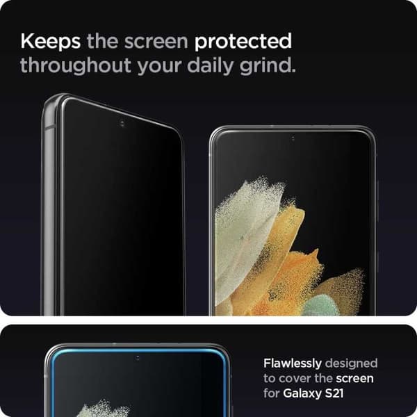 2-PACK Samsung S21 Plus Tempered Glass Installation Frame Spigen EZ Fit Transparent Svart transparent
