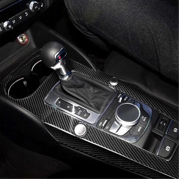 Bil LHD Karbonfiber ABS Midtkonsoll Girskiftpanel Dekorasjonsklistremerke Trim for A3 8V 2014-2018