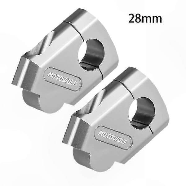 28mm 22mm Styrforhøjer Monteringsklemme til Motorcykler - Holdbart Design Silver 28mm