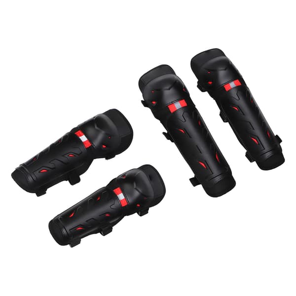 [RM] 4 pcs Knee & Elbow Pads with Luminous Function - Protective Set for Outdoor Cycling & Off-road - Red