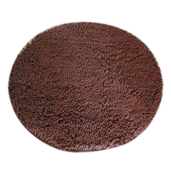 Luddig Halkfri Badrumsmatta Absorberande Matta Rund Dia. 100 cm kaffe
