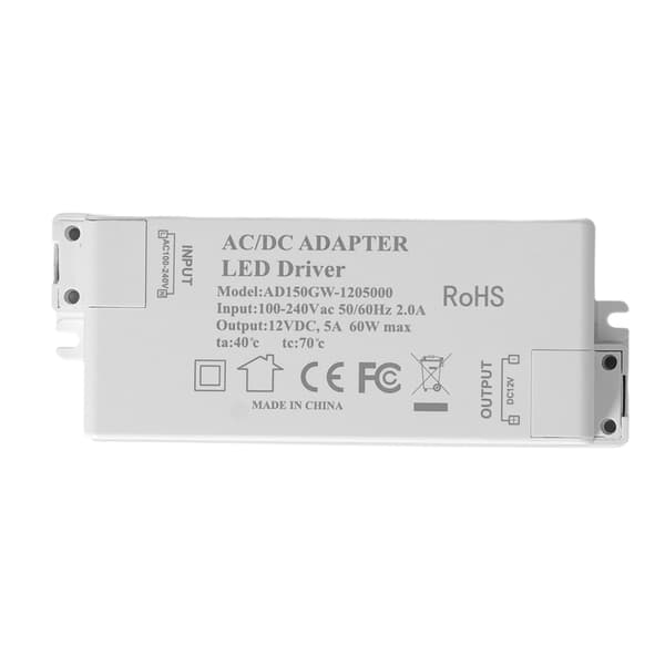 60W LED-drivertransformator AC100-240V til DC12V 5A strømforsyning til gør-det-selv-lamper