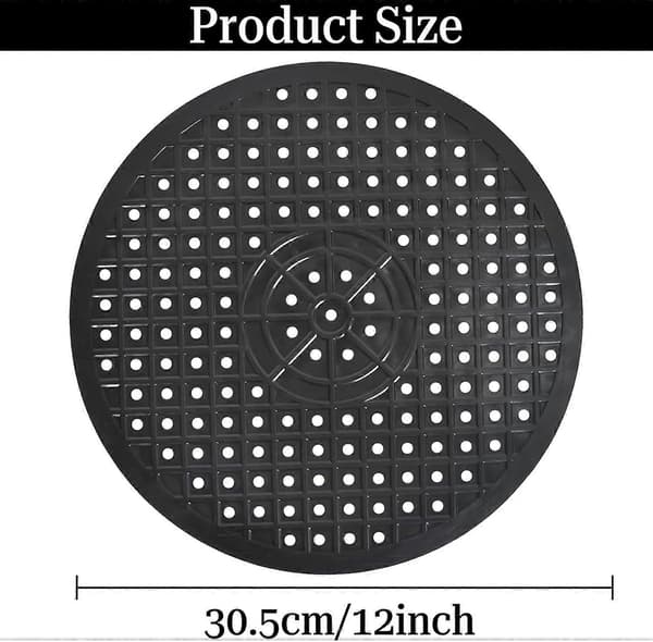 2-pack diskbänksmattor i silikon, dräneringsmatta, klippbar, vikbar, halkfri 30,6 cm (svart rund)