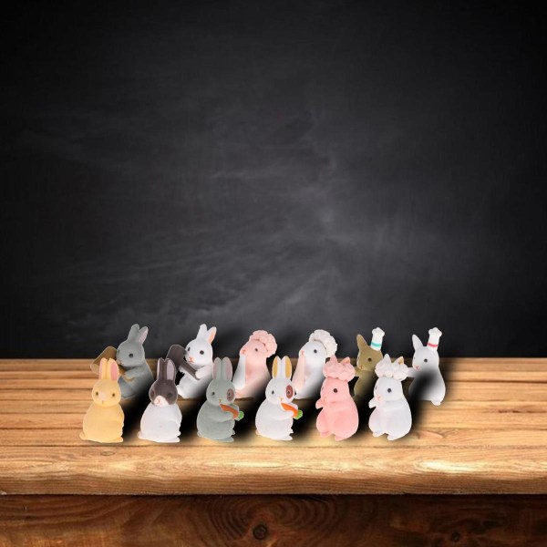 12st miniatyr kanin figurer mini miniatyr djur figurer påsk dekor prydnader presenter