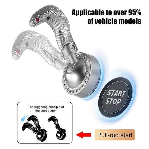 Bil Start Stop Knap Cover – Slangemønster & Ridsefast – til de fleste Lastbiler Biler Autocampere Silver
