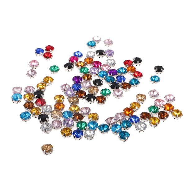 100 Stycken Påsybara Diamant Akryl Kristaller Strass Dekoration 8mm