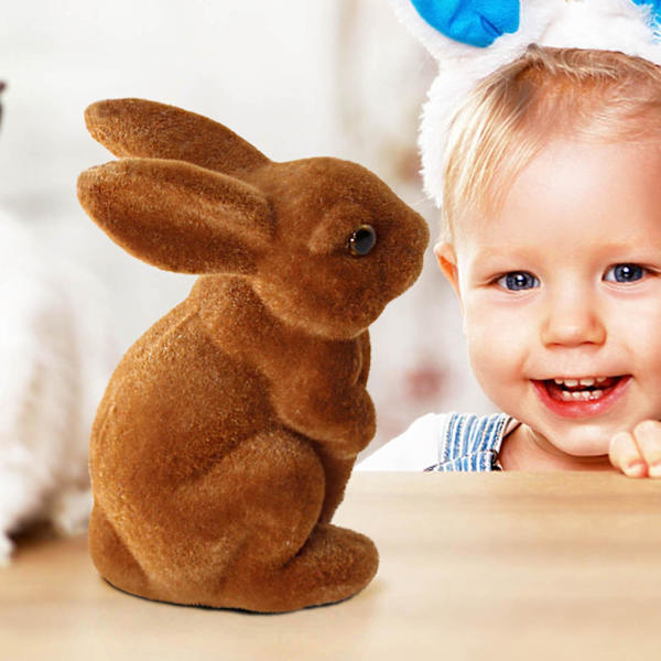 Gräs Kanin Påsk Luddig Flockad Kanin Miniatyrer Stående Moss Trädgård eierfarben ostern K