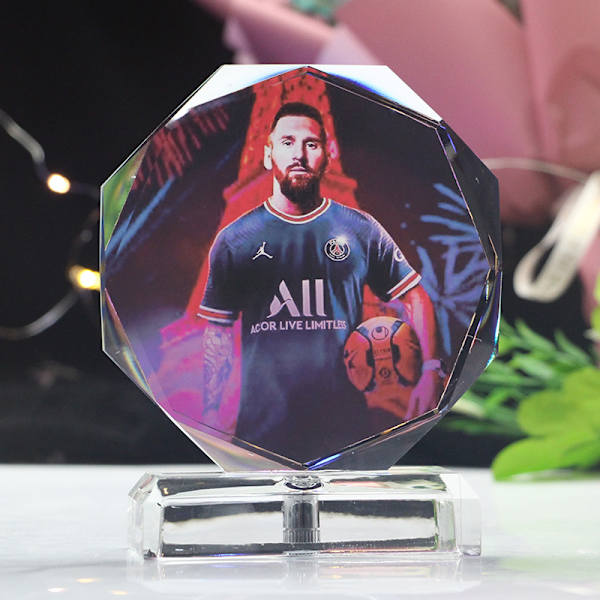 Ballerina Messi fotbollsminnesfoto kristalllampa style 4