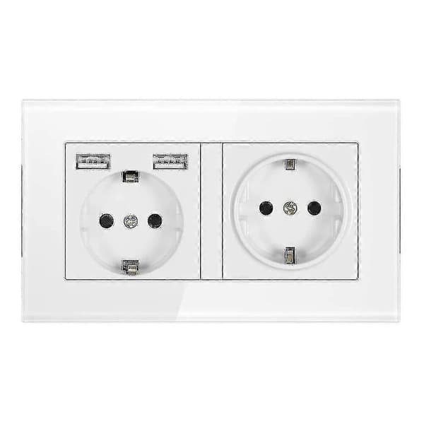 EU-standard jordat eluttag med USB-uttagslist 1 st - vit