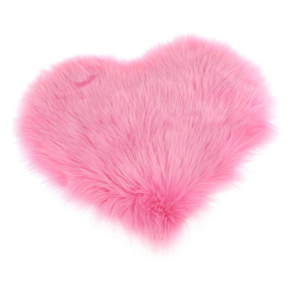 kärleksform lurvig mjuk fårskinnsmatta fuskpälsmatta 5cm lugg rosa
