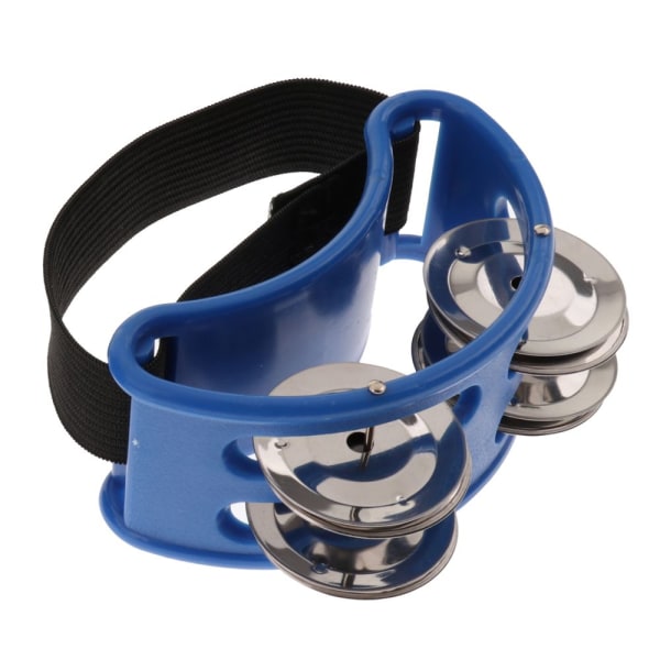 Para Mini Foot Tambourine Percussion med Blue Double Row Steel Jingles