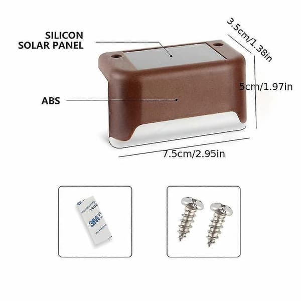 (Brun) 12 STK Solar Hegnslamper, Vandtætte Solar Trinlys Varmt Hvidt Lys