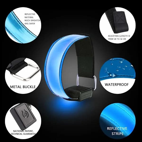 LED-armbånd, 6-pak refleksbånd LED-lysarmbånd reflekslys til børn, nat sikkerhedslys refleks til løb og vandring