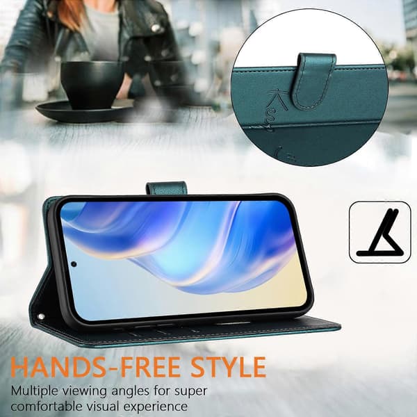[RM] Læder-telefonetui til Motorola Moto E14 Peacock Green