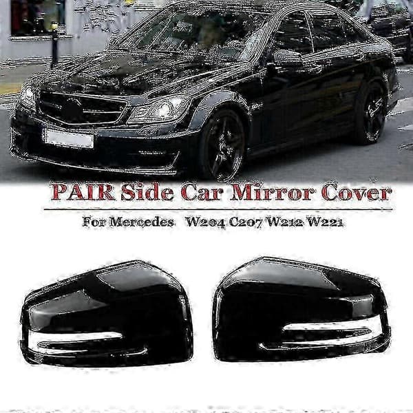1 par blank sorte dørsspejlkapper til C E S klasse W204 W212 W221 CLA GLA 2009 - 2013 Bright black